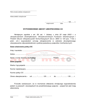 Insurance Policy Termination Form