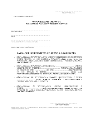 Polish Vehicle Insurance Cancellation Form