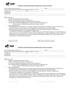 Student Absence Excuse Request Form