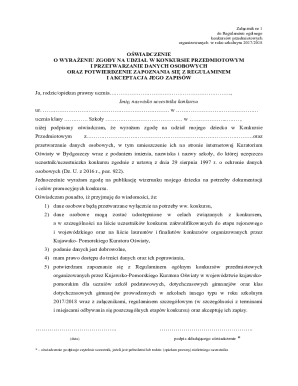 Consent Form for Subject Competition Participation