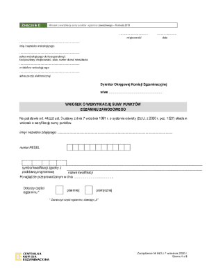 Application for Verification of Professional Exam Points