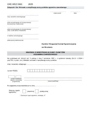Application for Verification of Vocational Exam Points