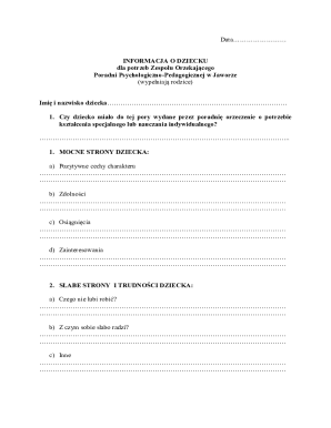 Child Information Form for Psychological-Pedagogical Counseling