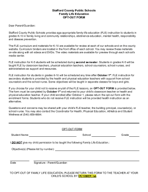 Stafford County Public Schools Opt-Out Form