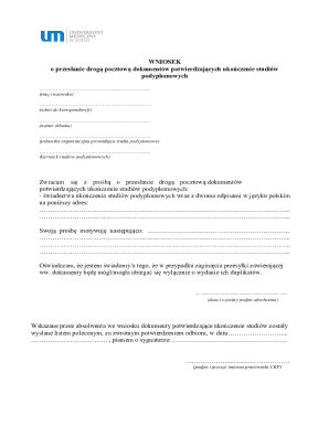 Request for Postgraduate Study Documents