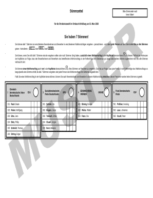 German Local Council Election Ballot