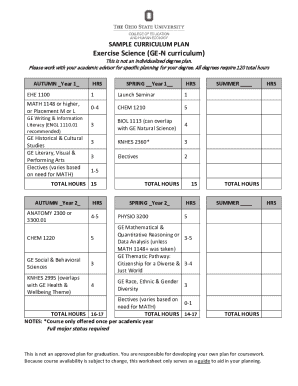 Exercise Science Curriculum Plan