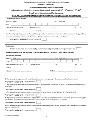 Genetic Consultation and Testing Consent Form