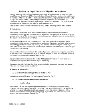 Petition re: Legal Financial Obligations