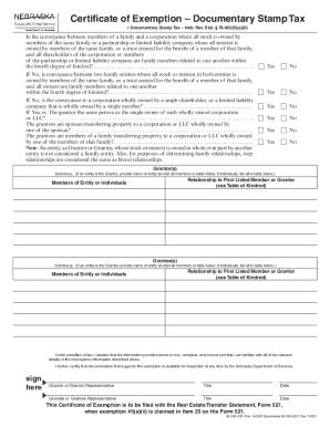 Nebraska Certificate of Exemption – Documentary Stamp Tax