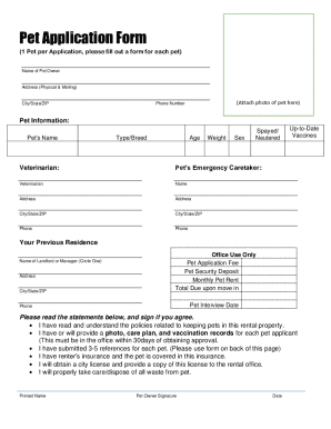 Pet Application Form