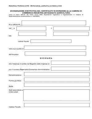 Italian Business Registration Declaration Form