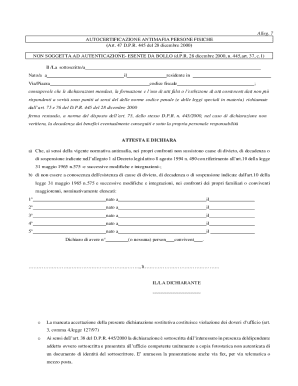 Italian Antimafia Self-Certification Form