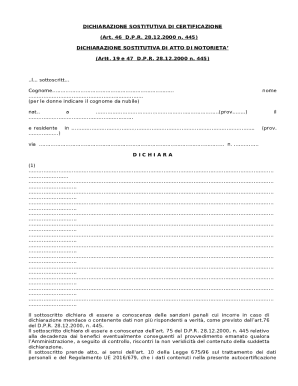 Italian Self-Certification Form