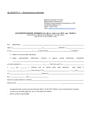 Italian Antimafia Declaration Form