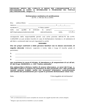 Dichiarazione Sostitutiva di Certificazione