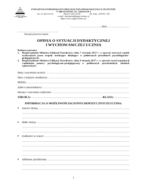 Psychological-Pedagogical Opinion Form