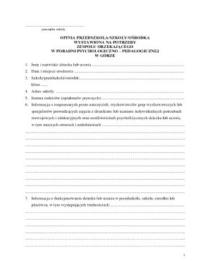 School Opinion Form for Psychological-Pedagogical Counseling
