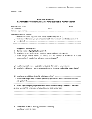 Student Information Form for Psychological-Pedagogical Diagnosis