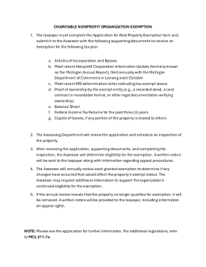 Michigan Real Property Exemption Application