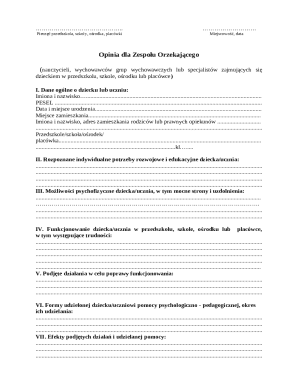 Polish Child Educational Needs Opinion Form