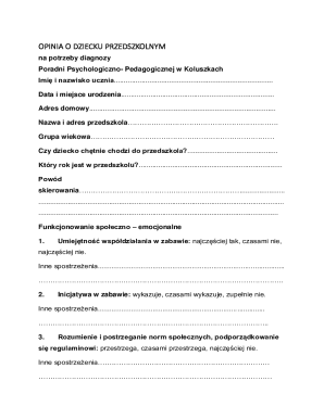 Preschool Child Opinion Form