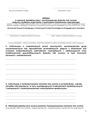 Polish Educational Opinion Form