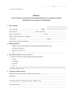Child Development Opinion Form