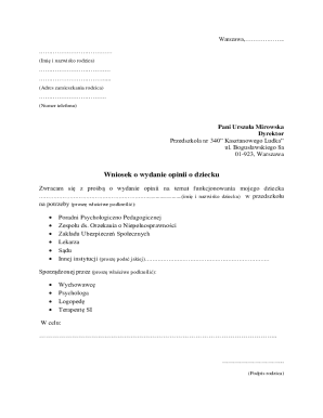 Request for Child Assessment Opinion