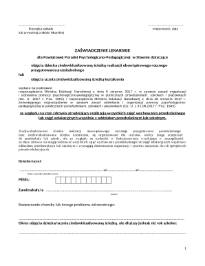 Medical Certificate for Individualized Education Path