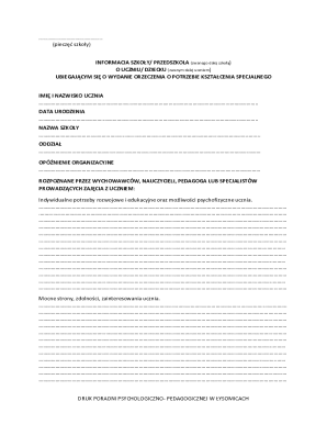 Special Education Needs Information Form