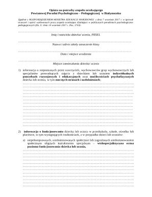 Psychological-Pedagogical Opinion Form