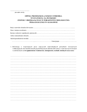 School Psychological-Pedagogical Opinion Form