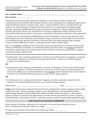 New York Early Intervention Opt-Out Form