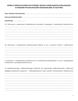 Psychological-Pedagogical Opinion Form