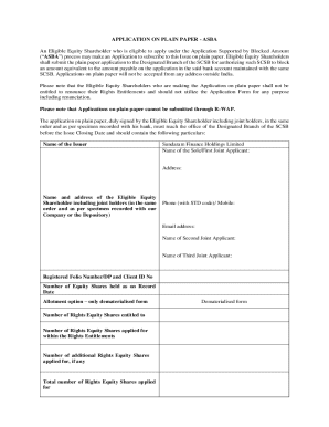 ASBA Application Form
