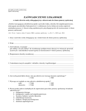Medical Certificate for Social Care Home Placement