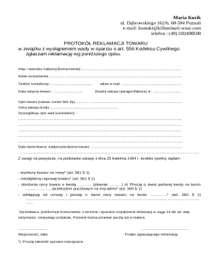 Product Complaint Protocol