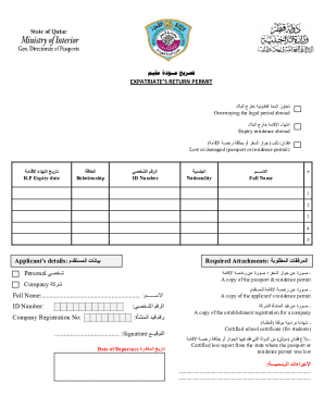 Expatriate’s Return Permit