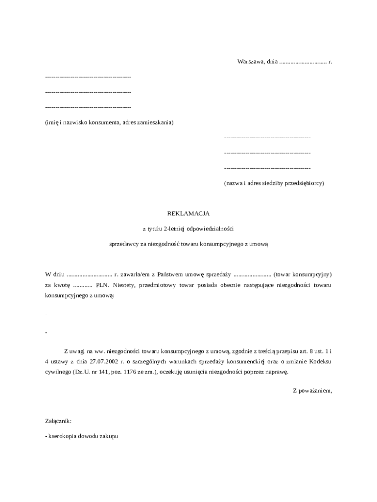 Consumer Complaint Form - Blank Fillable Template | Fill Out, Print ...
