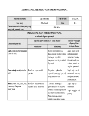Polish Student Functionality Assessment Form
