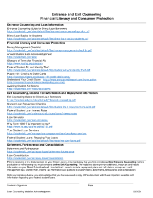 Loan Counseling Website Acknowledgment