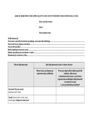Polish Student Functioning Assessment Form