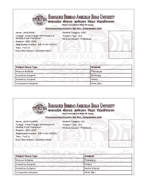 Provisional Exam Form for TDC Part - II Examination 2024