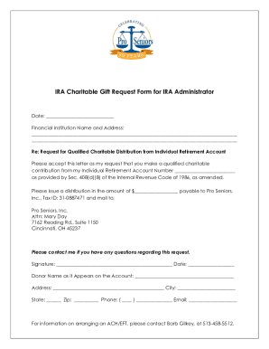 IRA Charitable Gift Request Form