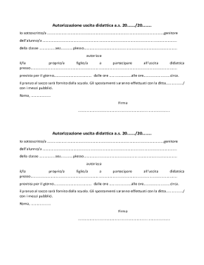 School Field Trip Authorization Form