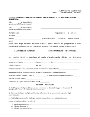 School Trip Authorization Form