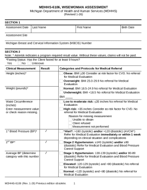 MDHHS-6106 WISEWOMAN Assessment Form