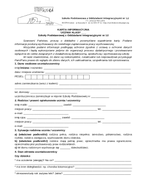 Student Information Card