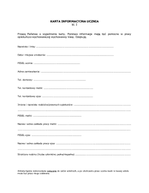 Student Information Card